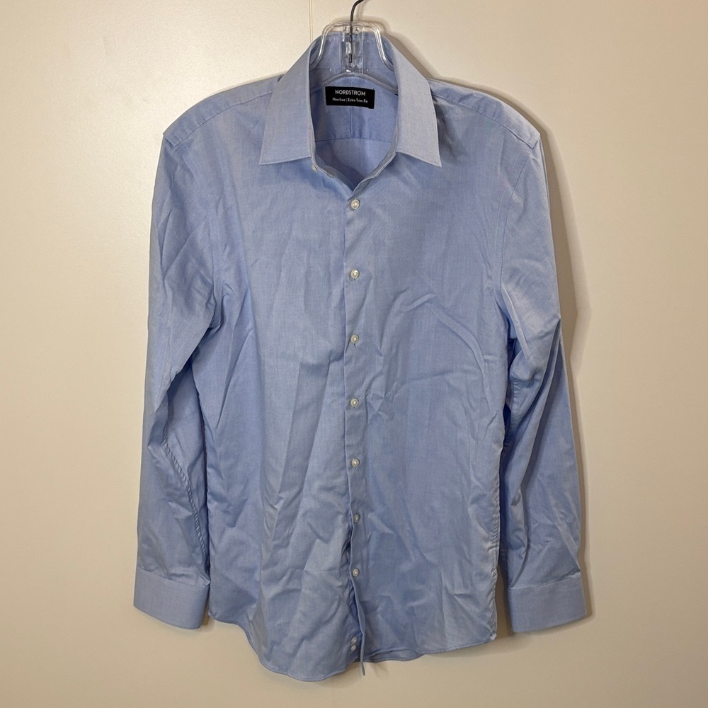 Nordstrom Light Blue Dress Shirt Extra Trim No Iron